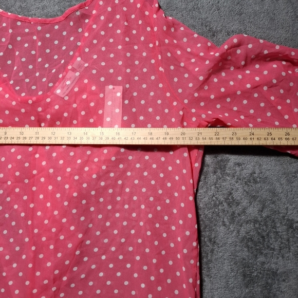 Sweet Pea Top Women Large Polka Dot Sheer Y2K 90s Bow Ruffle Back - Picture 3 of 6